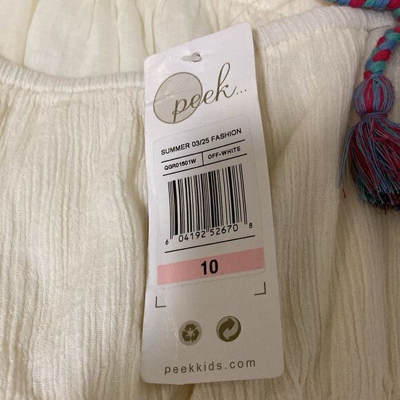 Peek NWT Girls Aren’t You Curious Embroidered Romper in Off White. Size (10). - Picture 7 of 9